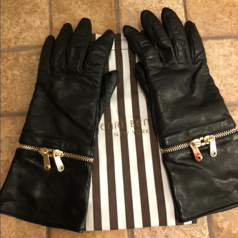 Henri Bendel Leather Cashmere Gloves